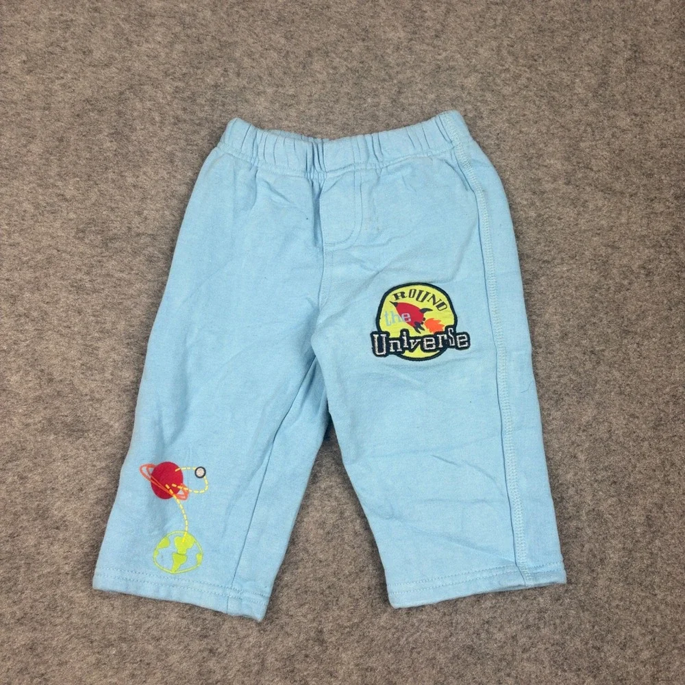 Flapdoodles‎ Sweatpants Baby 18M Blue Round The Universe Space Rocket Planet